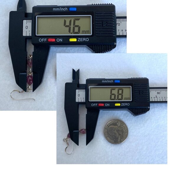 Sterling Silver 925 Dainty Oval Pink Tourmaline Multistone Dangle Drop Earrings - Picture 9 of 16